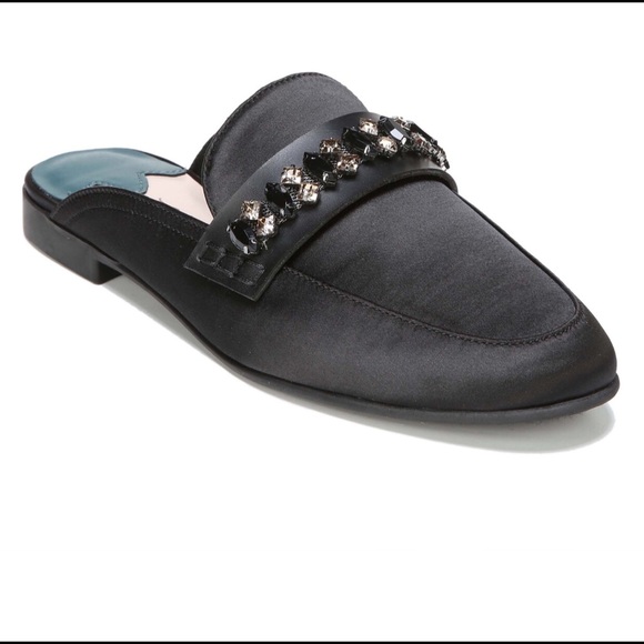 Shoes - Black With Gemstones Loafers / Mules Brand New-B7